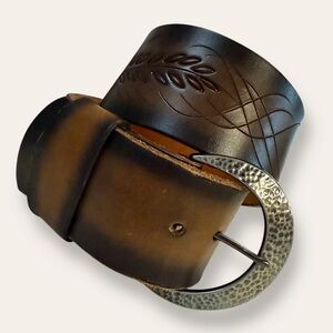 Free People Afterlife Boutique Vintage 1970’s Tooled Brown Leather Boho Belt